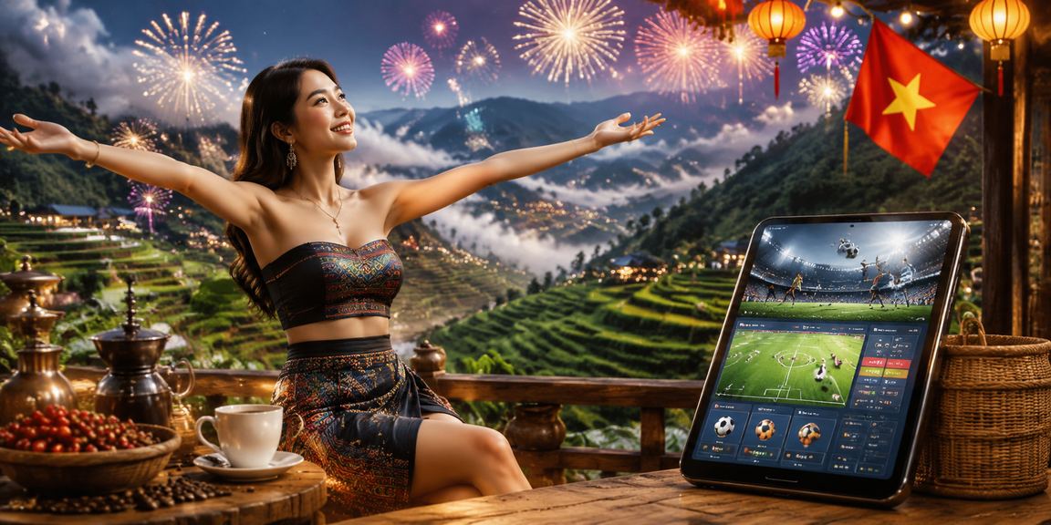 Người hâm mộ thể thao tại Sa Pa thưởng thức cà phê và xem tỷ lệ kèo trực tuyến trên điện thoại